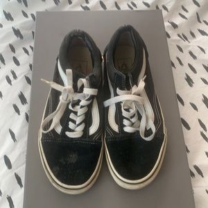 Distressed Black and White vans size 7
